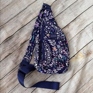 Vera Bradley Women's Floral Sling Backpack - Navy and Purple